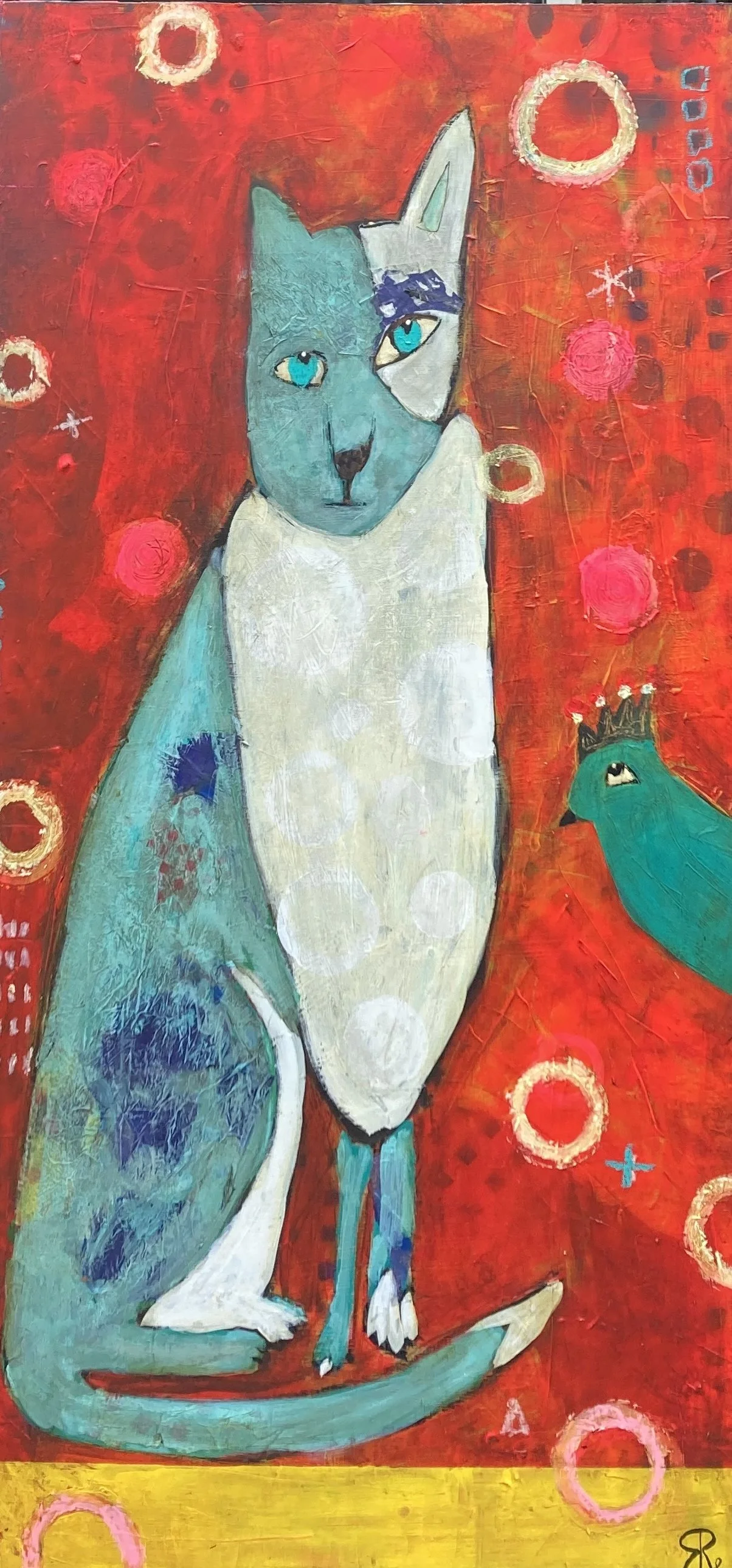 Kitty and Bird (Giclee Print) | Renee Broxson Fine Art | Santa